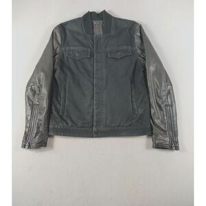 T Alexander Wang Jacket Mens Medium Black‎ Leather Sleeve Bomber Zip Lined